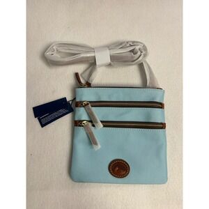 Coastal Preppy Dooney & Bourke Womens Small Light Blue Triple Zip Crossbody Bag